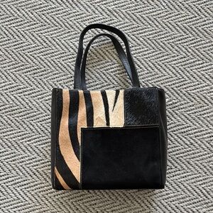 Suarez Pony Hair Tiger Pattern Black Leather Tote